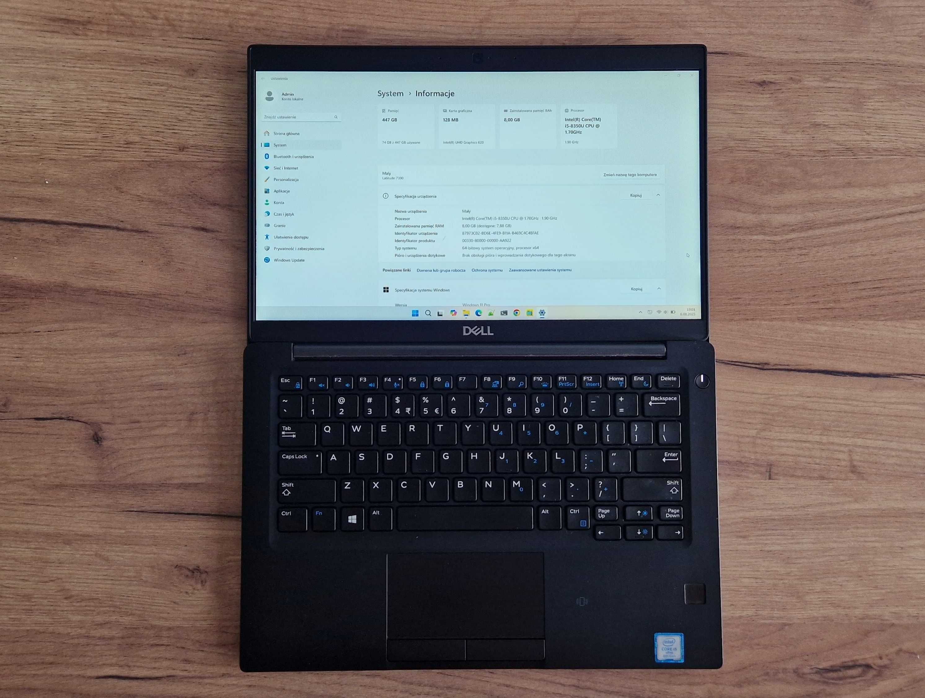 Laptop Dell Latitude 7390 i5-8350U, 8GB DDR4, 512GB SSD, Win11 PRO