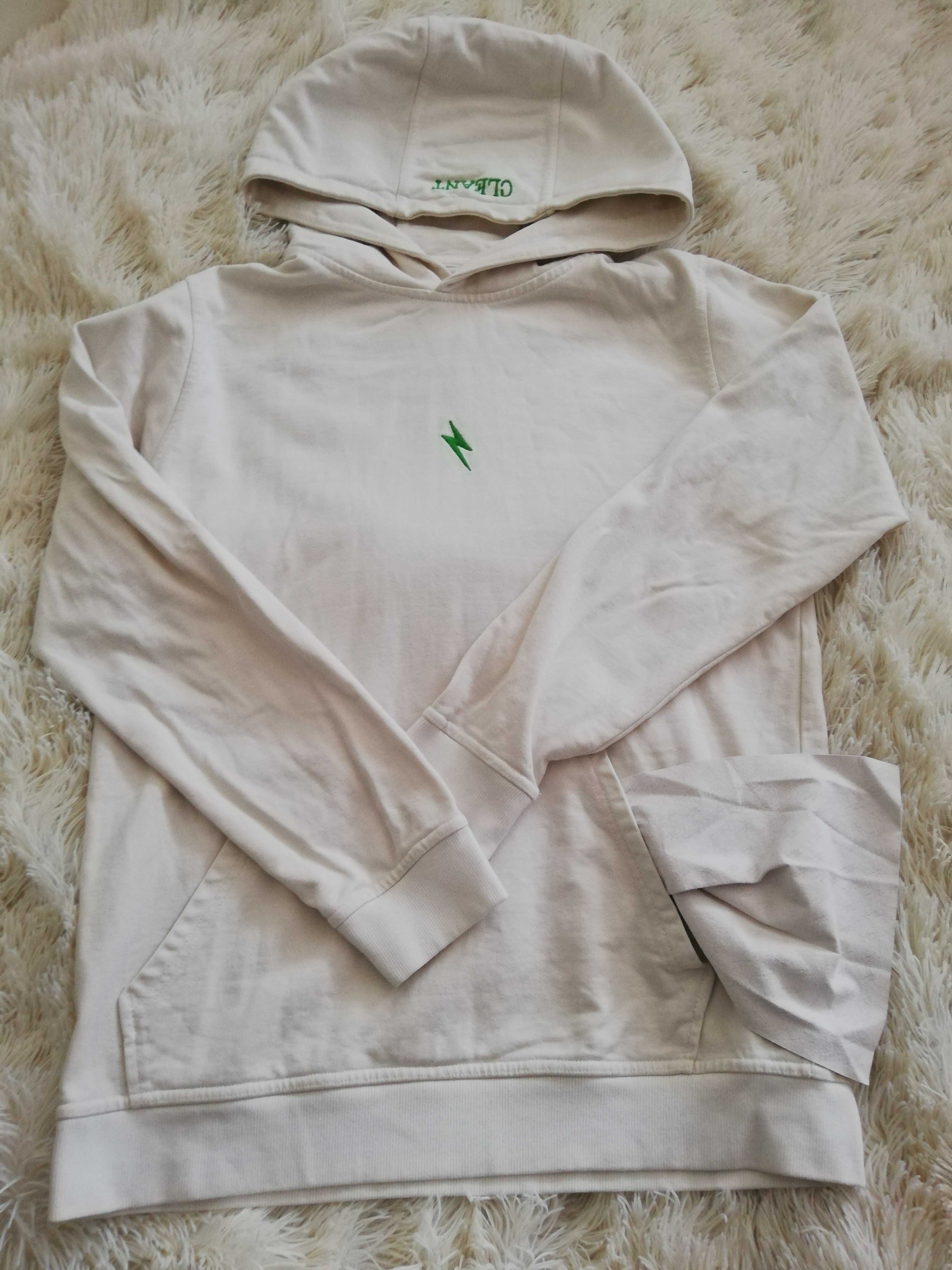 Bluza CLEANT M 38 Poland z piorunem z kapturem kremowa