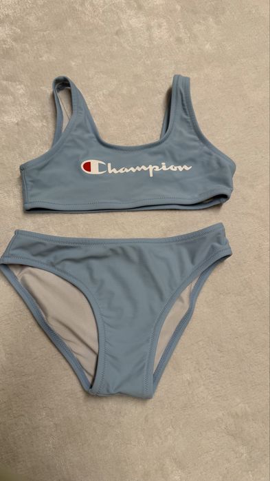 Champion niebieski stroj kapielowy dwuczesciowy basen modny 134/140
