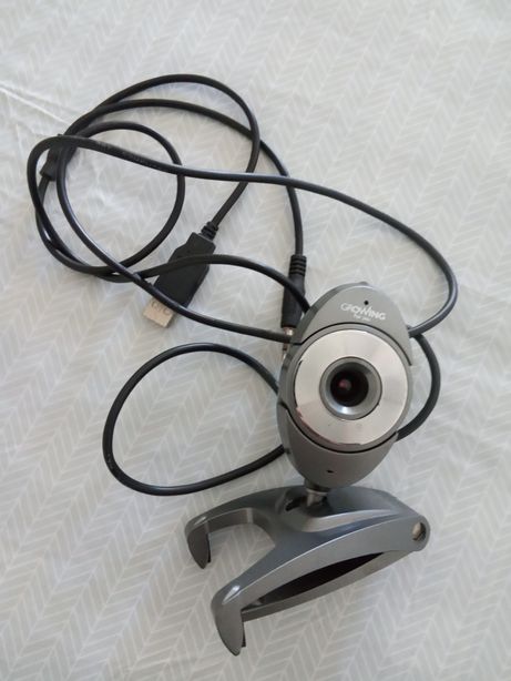 Webcam portátil e microfone com auscultadores