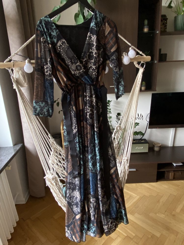 Nowa unikatowa włoska sukienka maxi suknia boho 36 S