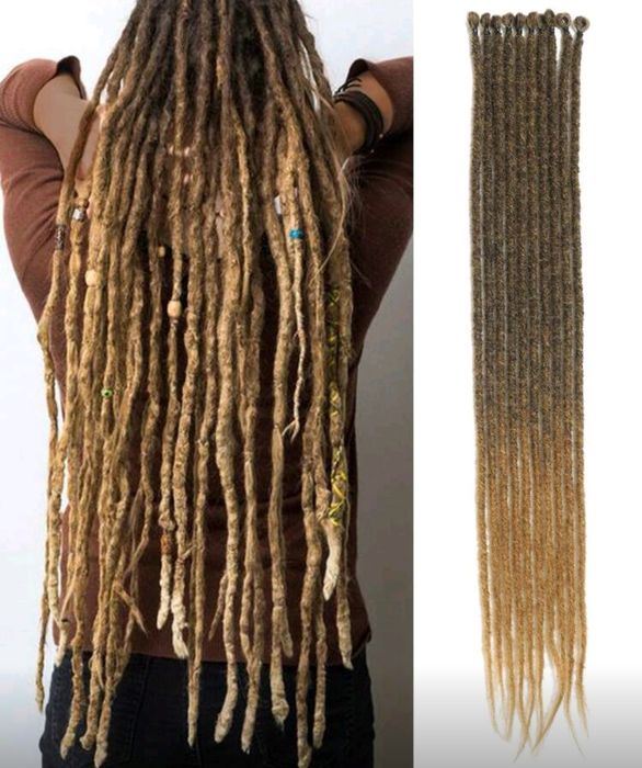 40 dredów syntetycznych dreadów dreadlocki brązowe blond rude ombre