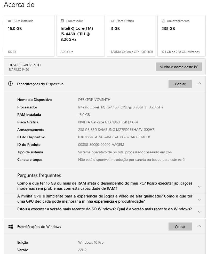 PC i5-4460 + GTX 1060