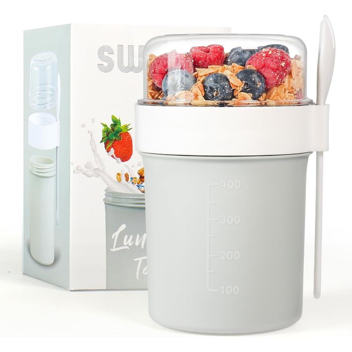 Kubek śniadaniowy na Muesli  Jogurt podróżny z łyżeczką 560ml + 220ml