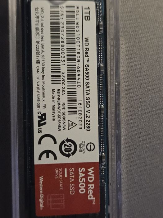 dysk ssd wd red sa500 sata m.2 2280 1TB stan 100%