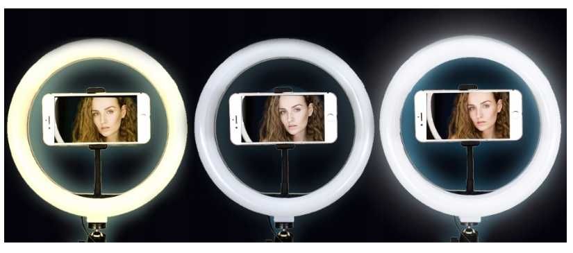 Duża Pierścieniowa Lampa LED do Makijażu,statyw Tripod, regulowana