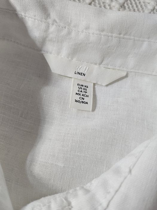 Белая льняная рубашка H&M р. S-Xs