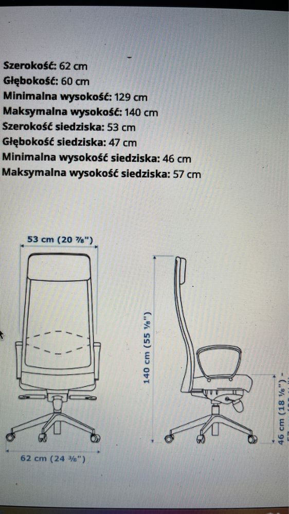 Krzesło biurowe Ikea Markus ciemnoszare