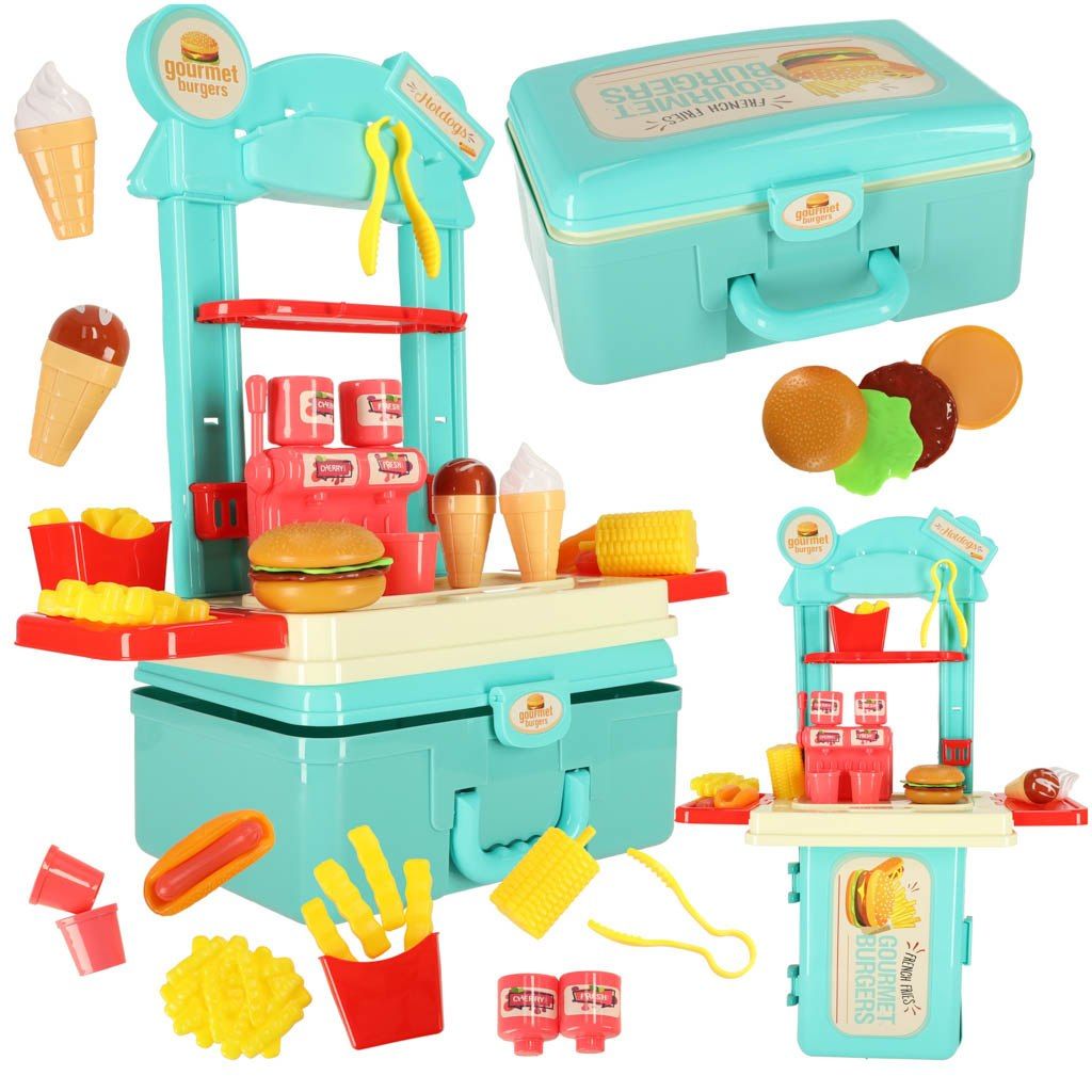 Kuchnia dla dzieci w walizce zestaw do hamburgerów fastfood lody