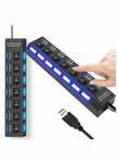 Ładowarka wieloportowa 7 x USB podświetlenie LED