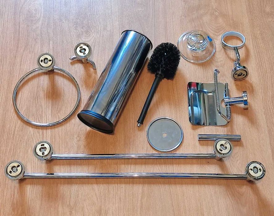 Kit cromado casa de banho 7 peças toalheiros