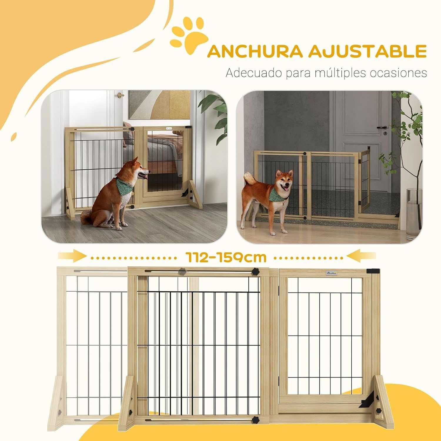 ENVIO GRÁTIS - Barreira Madeira p/ cão com pernas  112-159x44x70cm