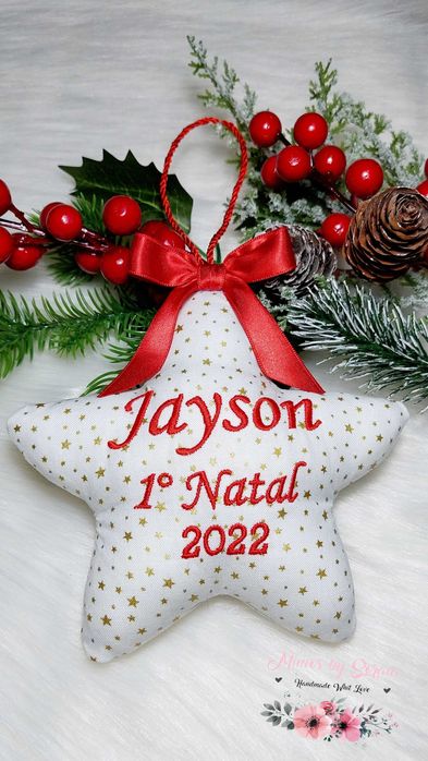 Estrela de Natal bordada - Personalizado
