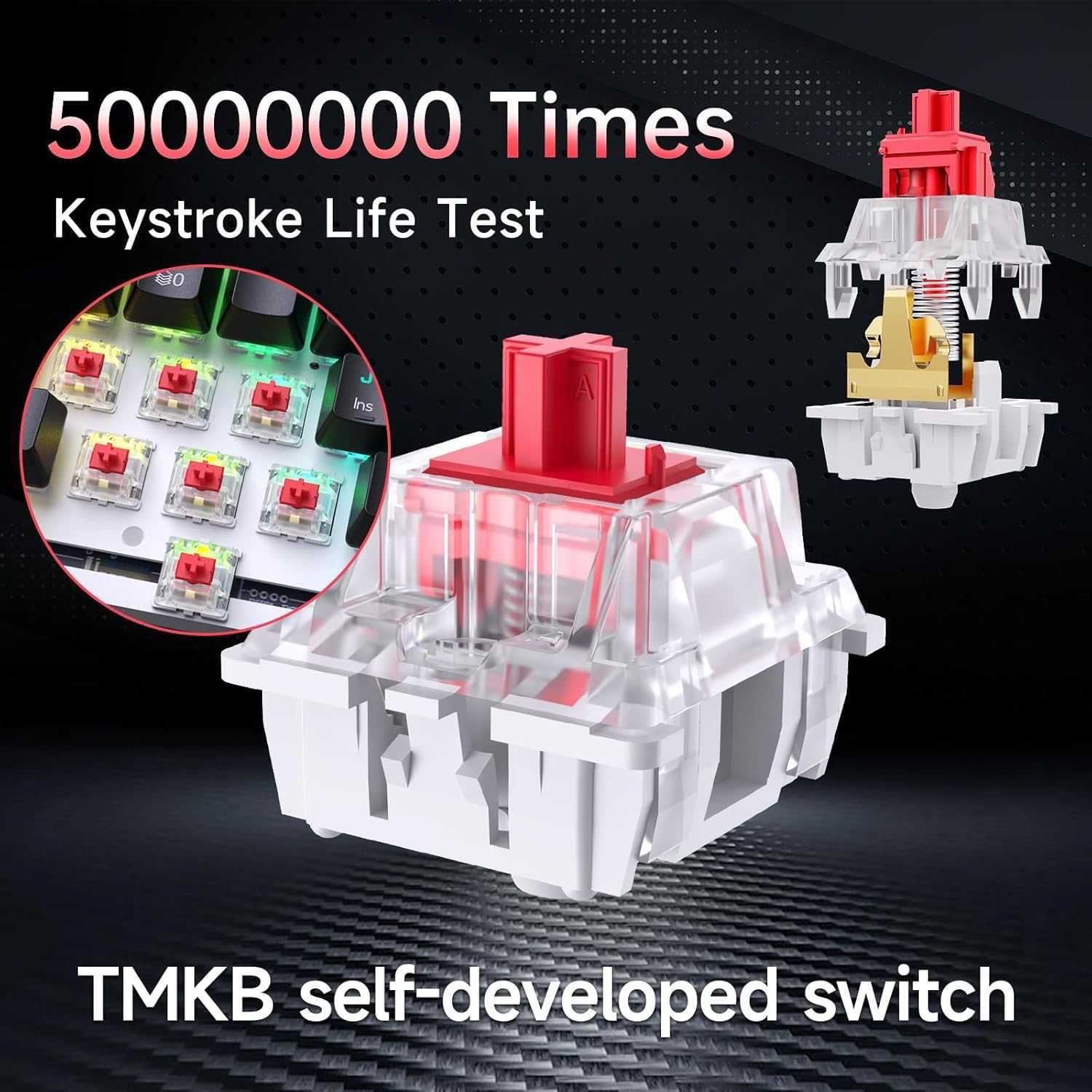 Klawiatura mechaniczna gamingowa TMKB T63 Bluetooth Switch RED czarna