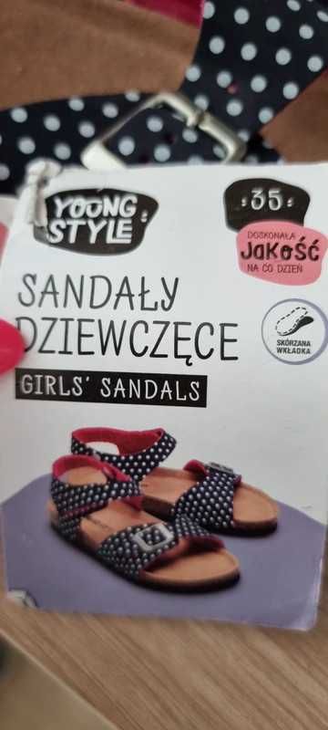 Sandały na korku Youngstyle r.35 kropki