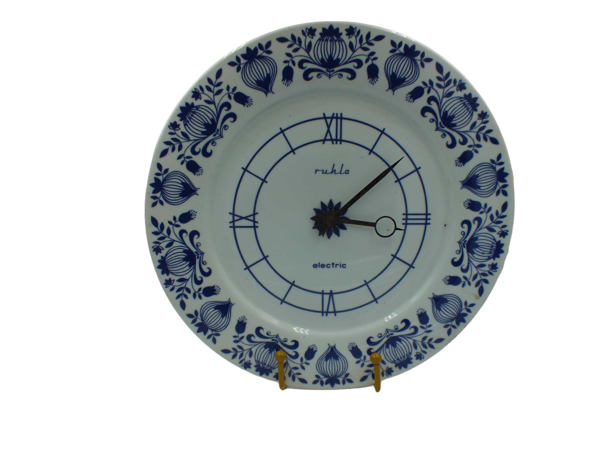 Piękny porcelanowy zegar - wzór cebulowy RUHLA  J