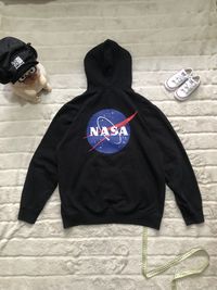 ZARA худи NASA (M) черное мужское кофта с капюшоном на флисе
