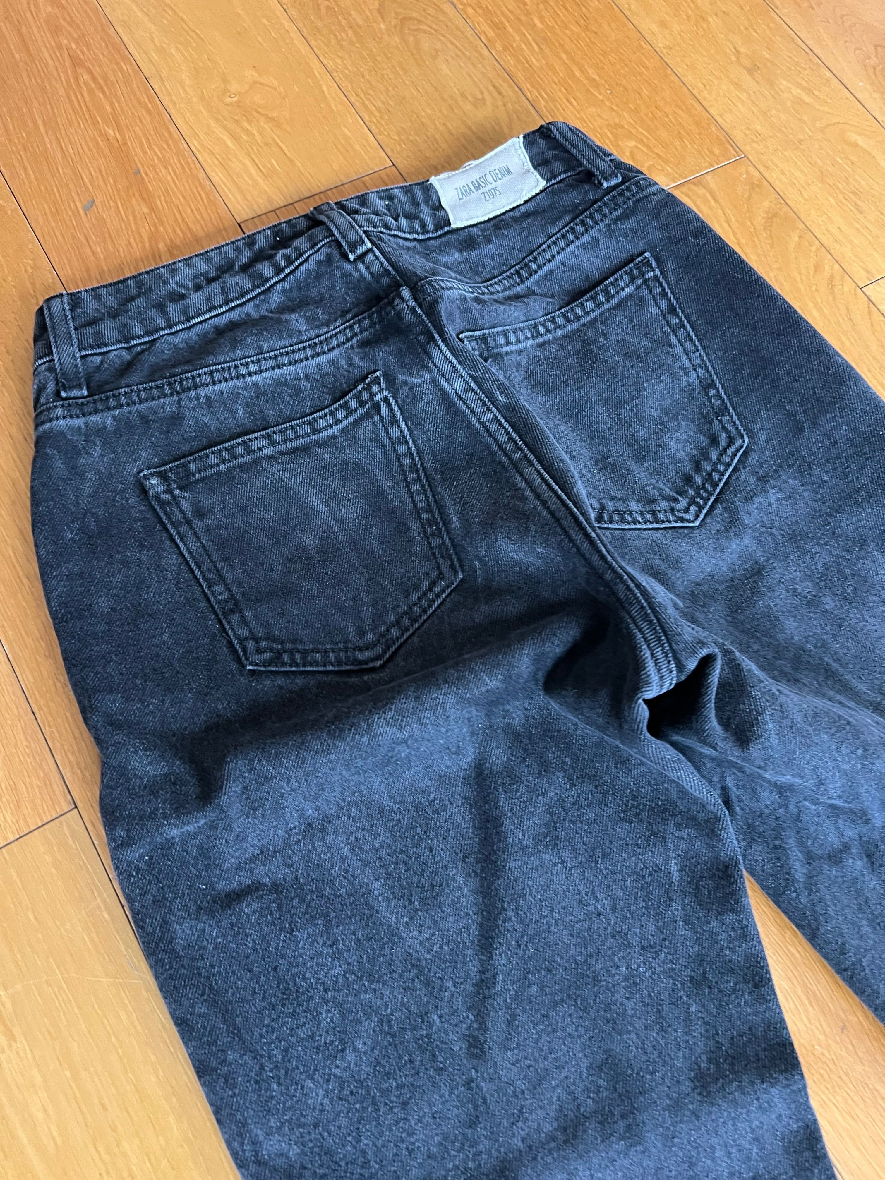 Zara Mom jeans boyfriend antracytowe szare XS