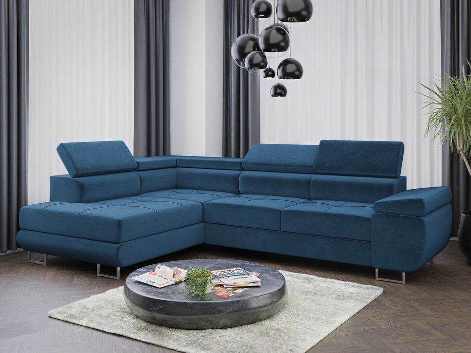 Narożnik Sofa Anton L funkcja spania delfin Cosmic 3 sprezyna falista