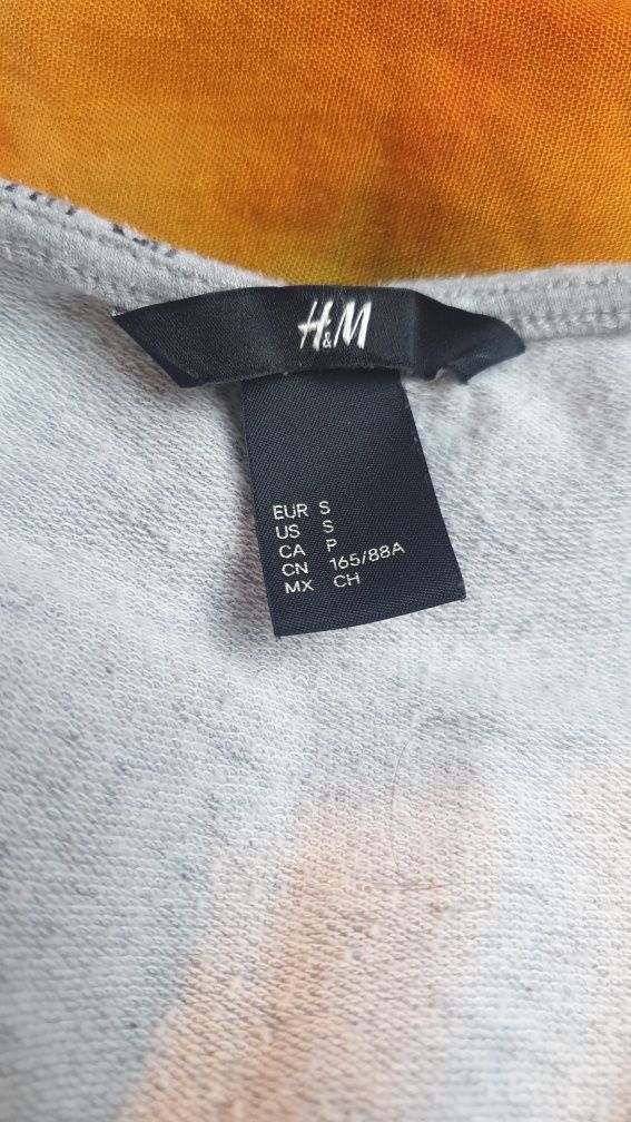 Bawełniana bluzka damska S H&M czapla szara 3/4 rękaw