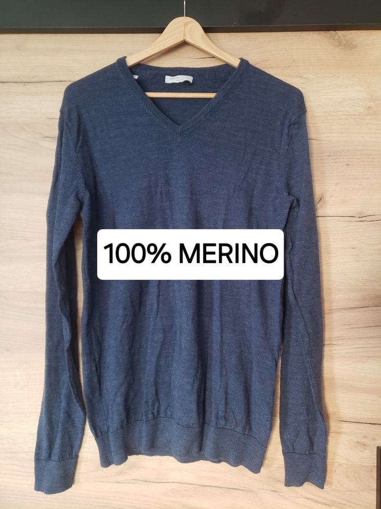 100% Merino Sweter XL Selected Homme Wełna Merynosa