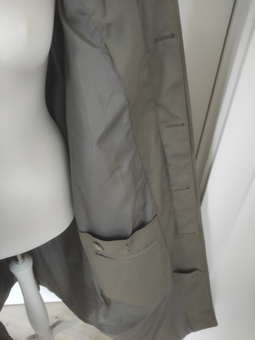 Męski płaszcz vintage oversize długi płaszcz szarozielony 44