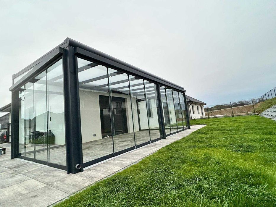 Aluminiowy ORÓD przeszklony CAŁY 10m x 4m RESTAURACJA DOM WIATA