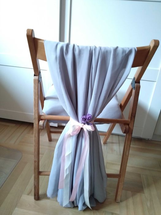 Dekoracje ślubne - szary szyfon