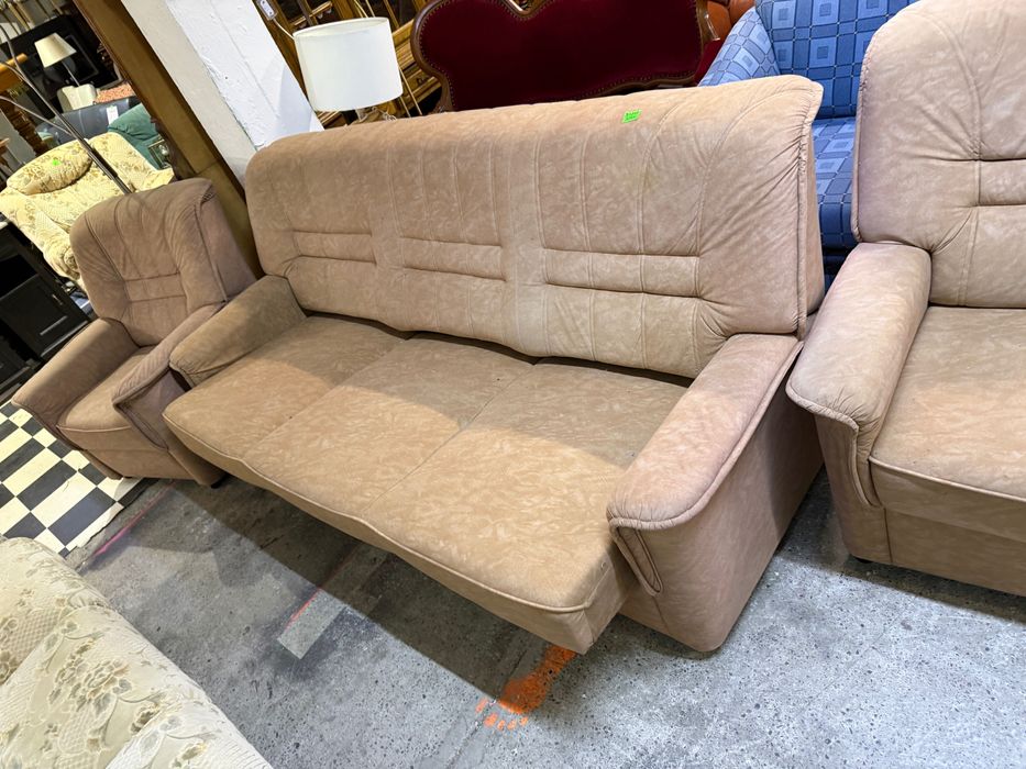 Wypoczynek z Niemiec beżowy 3+2+1 sofa + fotel DOWÓZ DO DOMU
