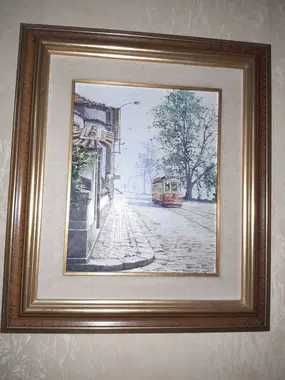 Quadro em aguarela motivo eletrico antigo