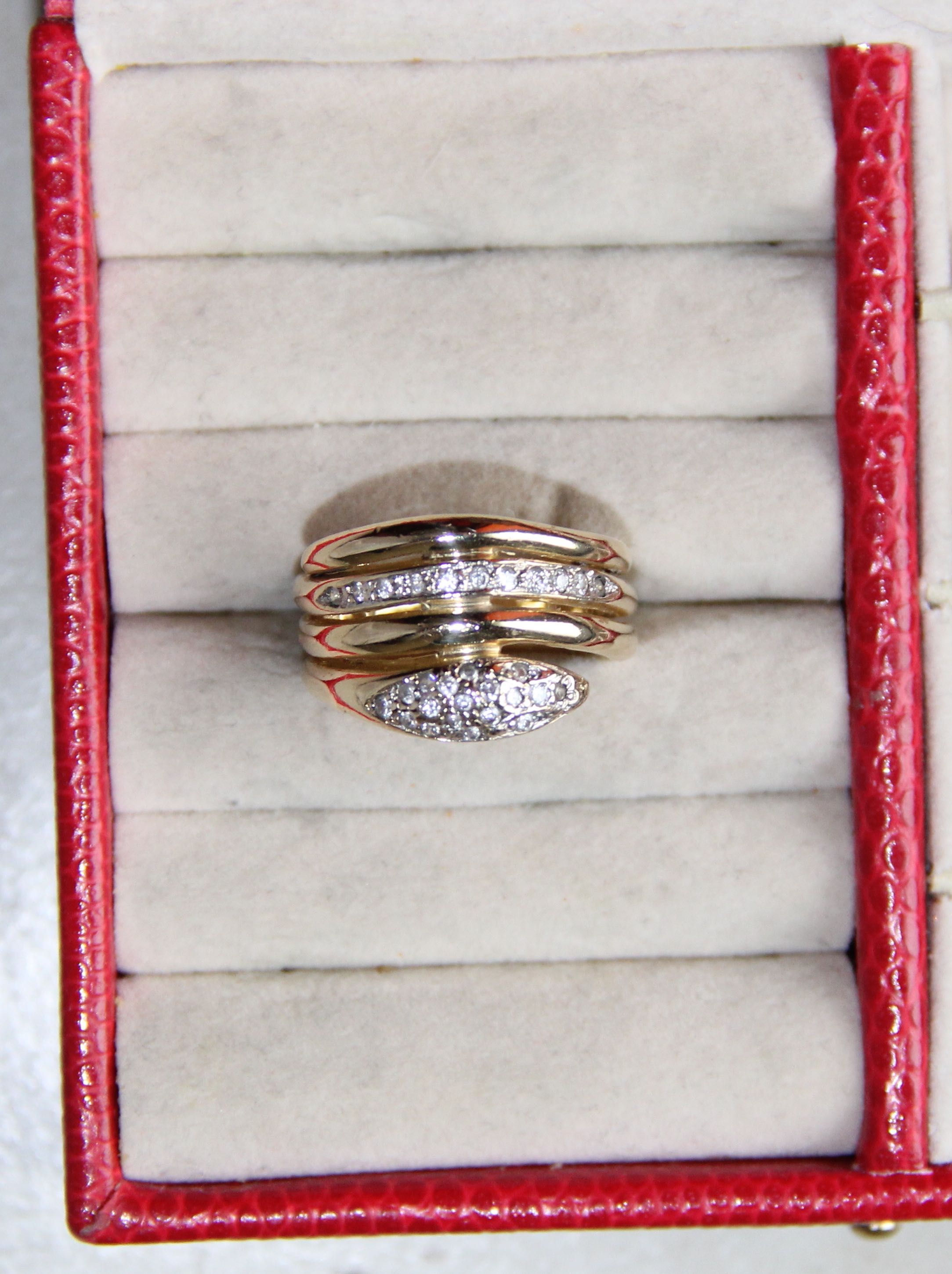 Duży gruby złoty pierścionek obraczka złoto 585 Apart wąż