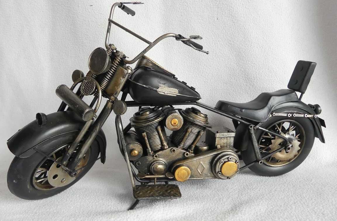 Duży Metalowy czarny MOTOR retro pojazd 40,5 cm motocykl