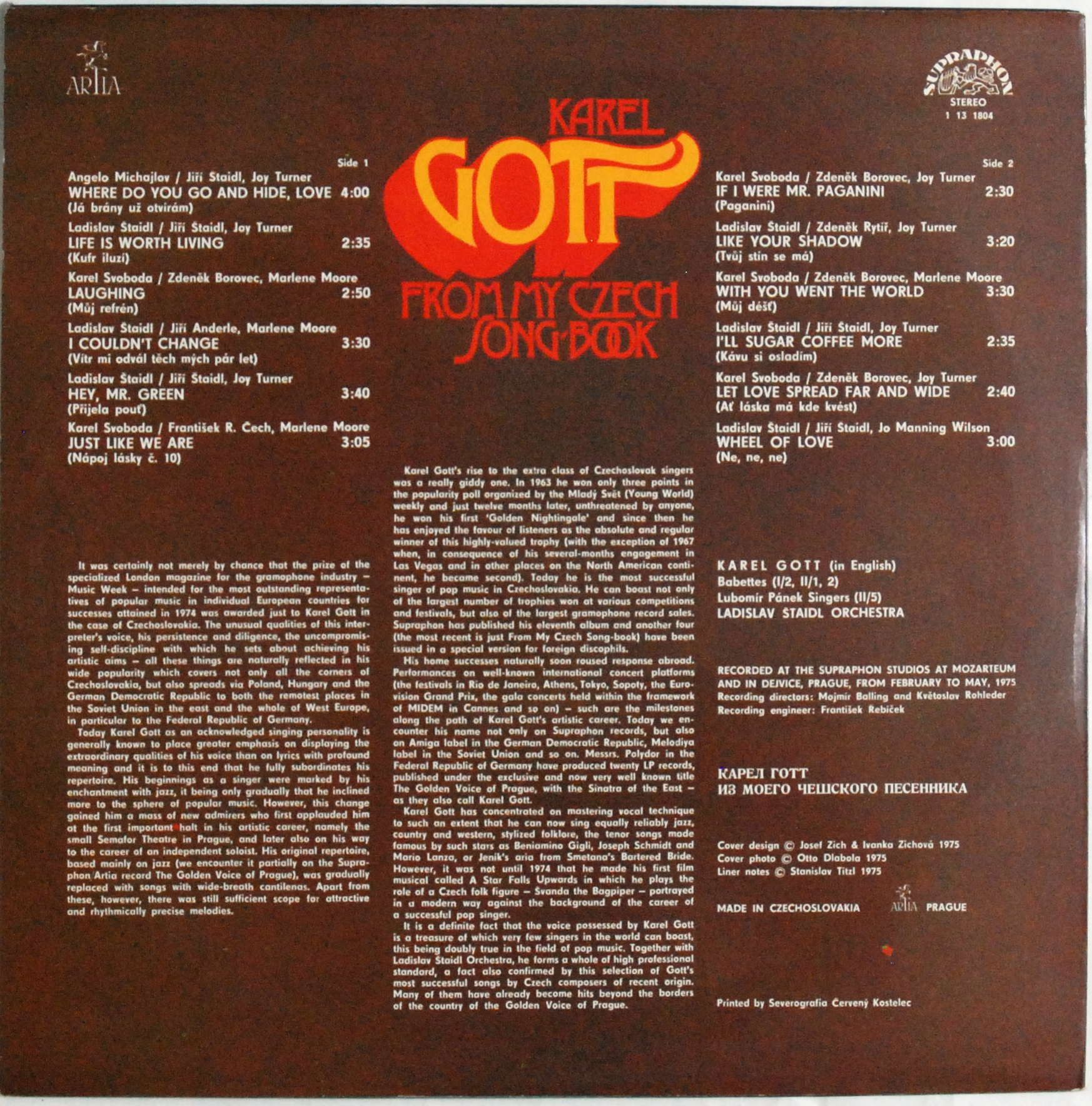 Karel Gott - From My Czech Song-Book s.EX-