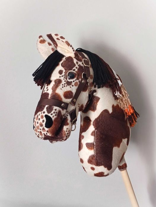Hobby Horse srokaty, Apalloosa, duży, z kantarem, jakość Premium