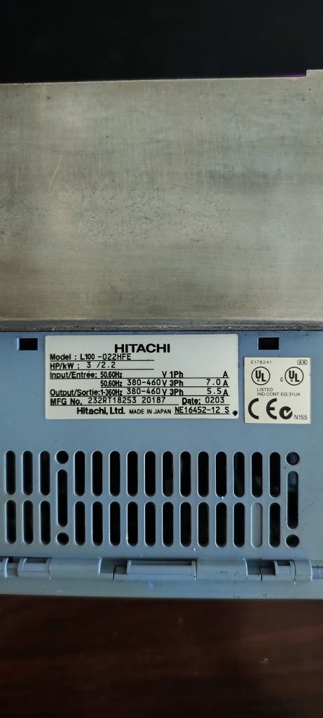 Частотный преобразователь HITACHI L100 022HFE 2,2 KV 380V