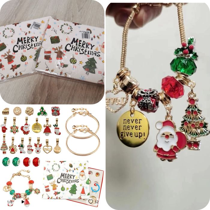 Знижка!кількістьобмежена!Адвент календар новорічний браслет , прикраса