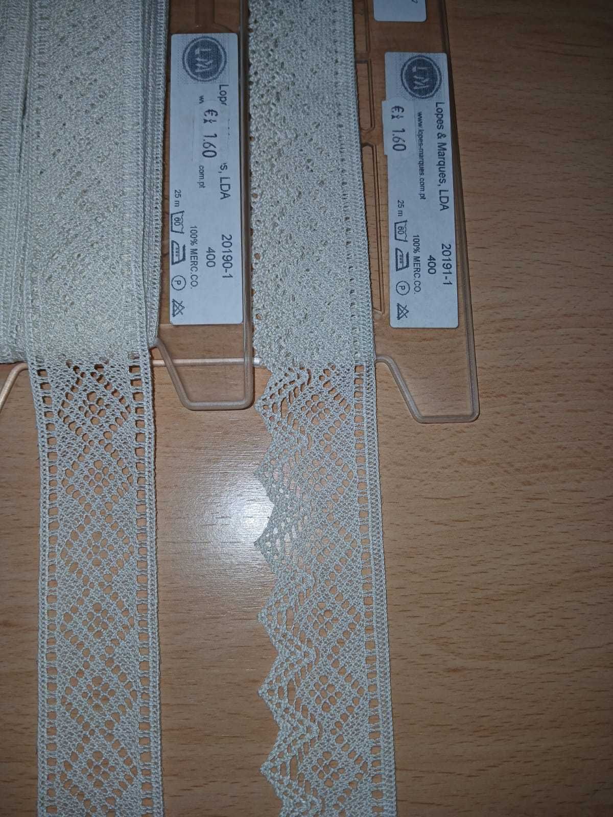 Vende-se em Saldo, 587 mt de Rendas 100% algodão Mercerizado