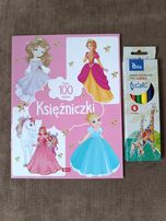 Księżniczki książeczka z naklejkami + 6 kredek ołówkowych