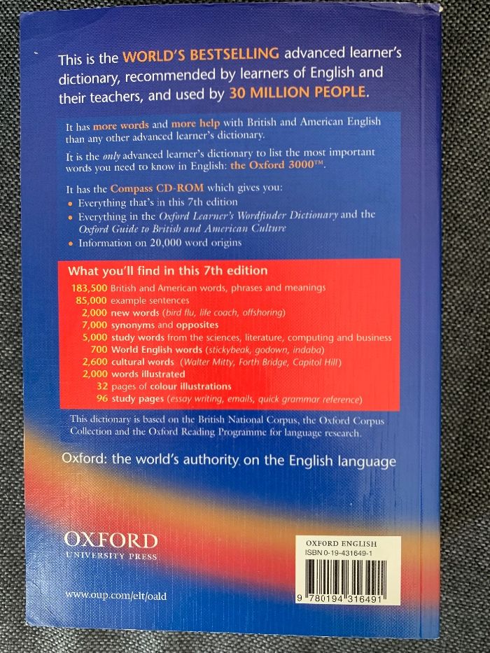 Slownik angielsko-ang:Oxford advanced learner's dictionary 7th edition