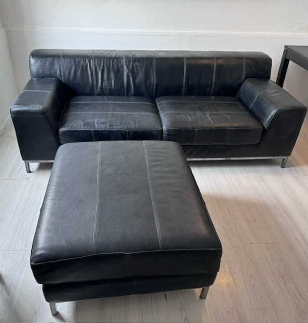 Sofá e chaise longue | Preto em pele | 80€