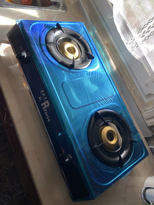 Плита газовая на 2 конфорки нержавейка с пьезорозжигом