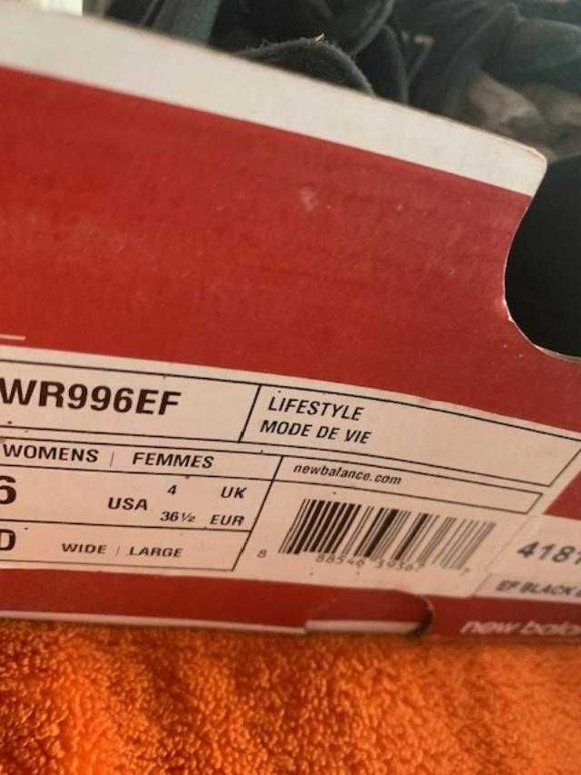 Sneakersy New Balance WR996EF czarne NOWe rozmiar 36 1/2