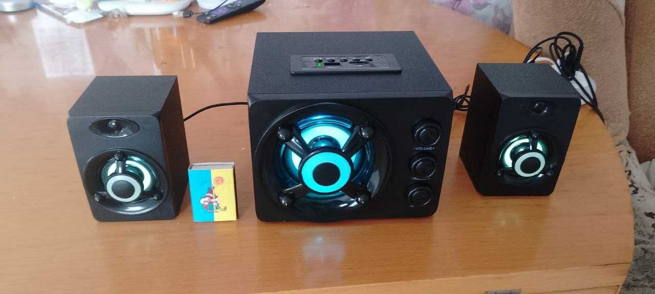 Блютуз колонки + сабвуфер 2x3+5W. Акуст. система 2.1 для ПК, Android