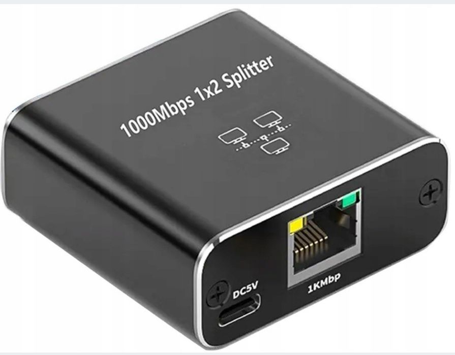Adapter rozdzielacz mini Switch splitter LAN Ethernet RJ45 2xRJ45 1000