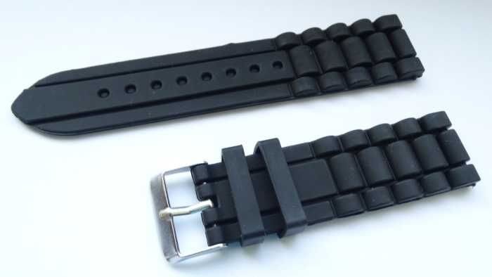 Pasek do zegarka 22mm silikonowy gumowy czarny wodoodporny