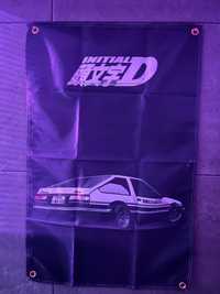 Flaga ozdobna do pokoju i garażu initial d 60x90cm drift jdm tuning