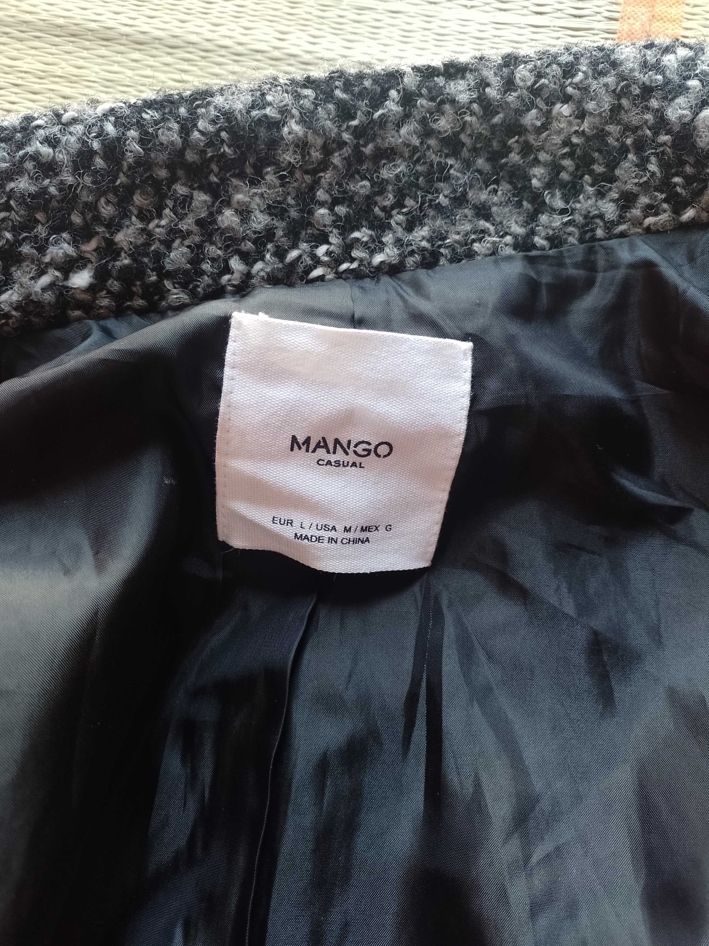 (40/L) MANGO/ Wełniany płaszcz oversize z Londynu, Wool