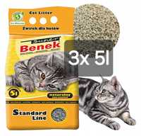 Benek 3x 5l + Gratis, Żwirek dla Kota Kuweta Piasek 15l Standard Kot