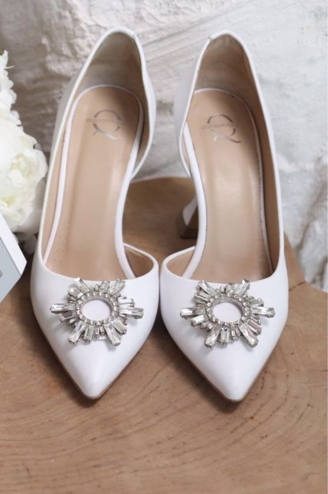 Весільні білі туфлі шкіра