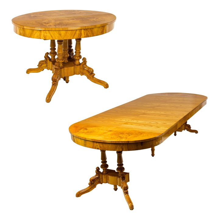 Stół owalny Ludwik Filip neorokoko antyk stary rozkładany